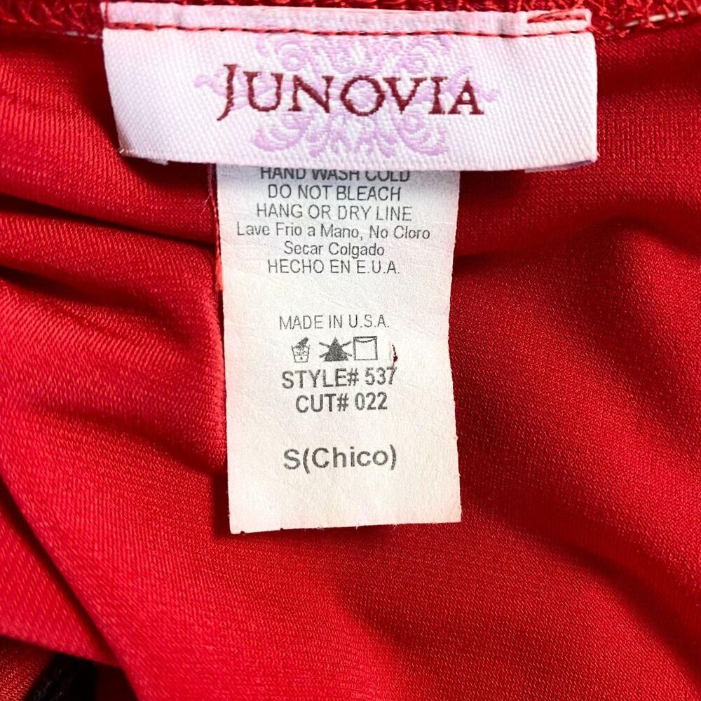 Vintage Made in USA Red Early 2000's Asymmetric One Shoulder Midi Party Dress S - Picture 7 of 7